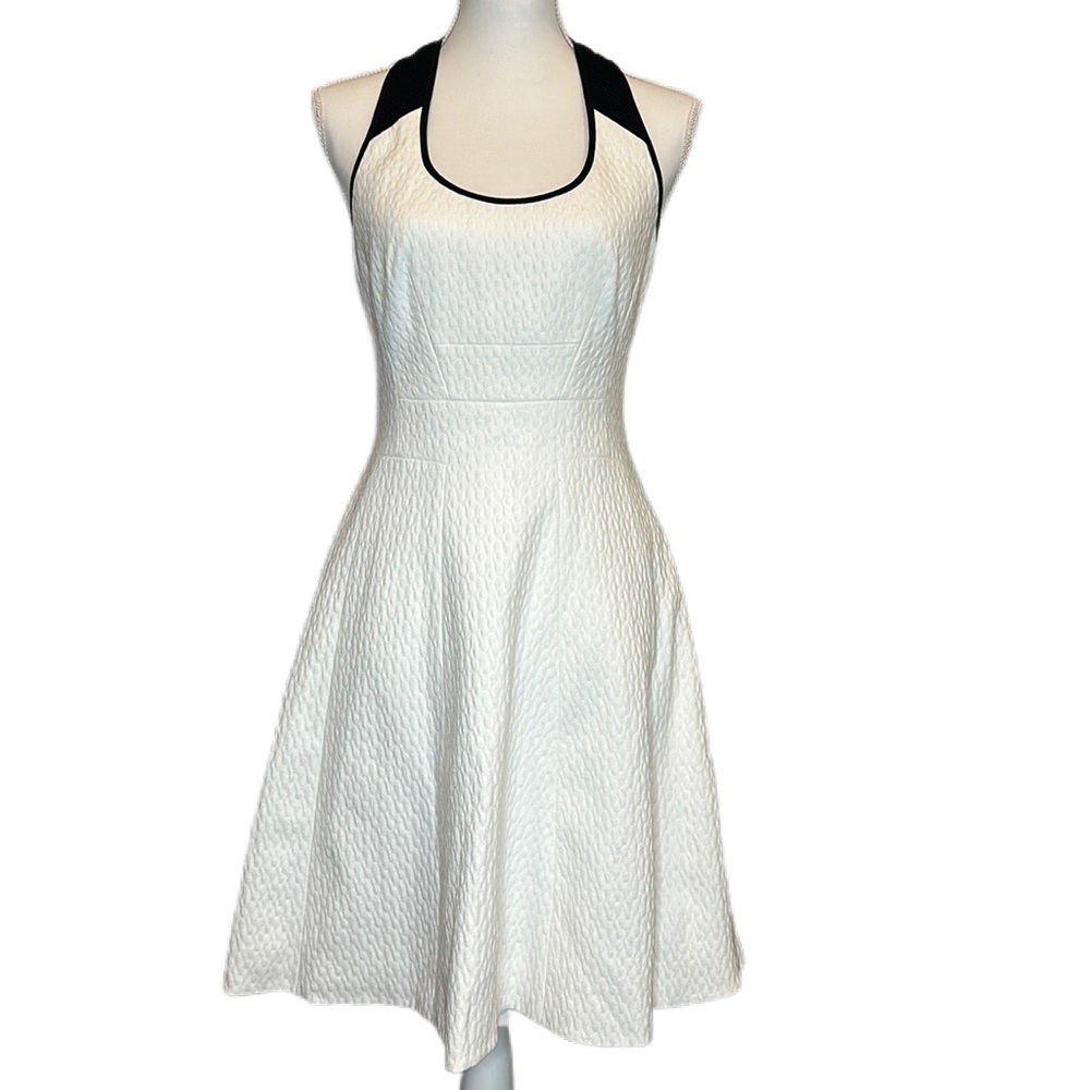 Karen Millen White Textured Fit & Flare Sporty Back Detail New w/Tags